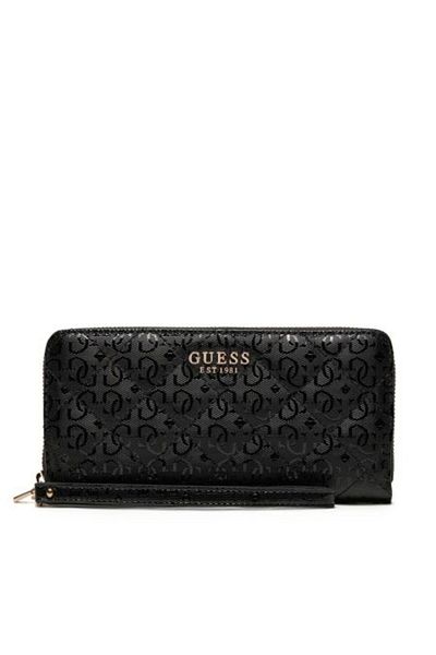 Guess Laurel Slg Large Zip γύρω από γυναικείο μαύρο πορτοφόλι Swgg8500146-bla