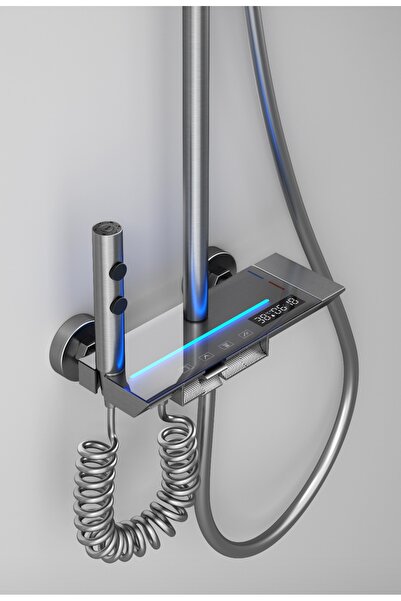 sulife Piyano Tuşlu Duş Seti Dijital Led Göstergeli ve Led ışıklı Banyo Batar...