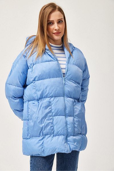 CALİENTE Palton gonflabil oversize cu glugă Albastru