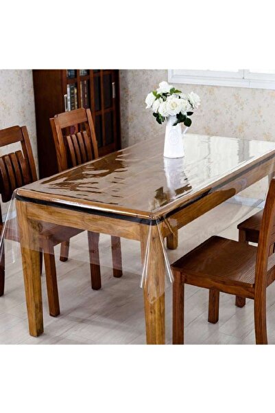 ELEGANCEV Şeffaf Masa Örtüsü 0,18 Mm Kalınlık 140 Cm X 230 Cm 12 Kişilik