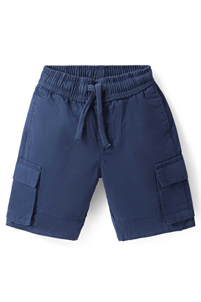 Pine kids Knee Length Solid Color Drawstring Waist Shorts - Navy Blue
