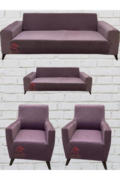 Sahaneev 3+2+1+1 İtalyan Süet Koltuk Örtüsü(GÜLKURUSU RENK)