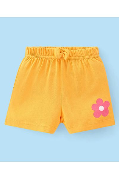 Babyhug مجموعة من 3 قطع من شورتات Babyhug المصنوعة من القطن والمزينة بفيونكة على شكل فراشة وقلب - وردي/أبيض/أصفر
