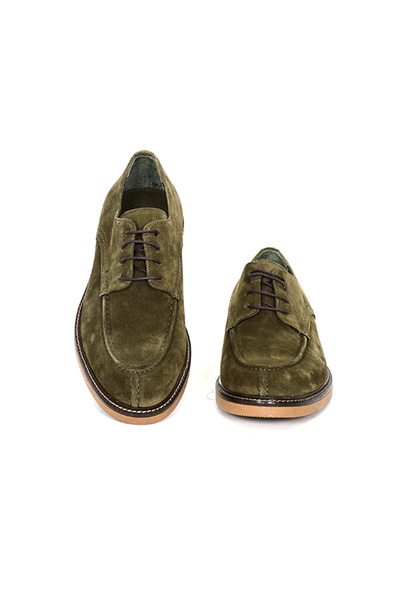 Tuna Genuine Suede Leather Casual Green Men's Shoes Thermo Sole Laced (No 39-46) - 23201