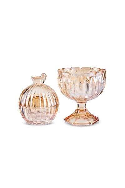 Karaca Terry İkili Lokumluk / Şekerlik Seti 9.5 Cm Amber