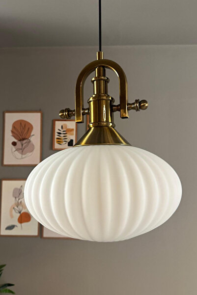 Bamyum Elegant Cam Tekli Bal Rengi Avize Eskitme Gemici Başlık Sarkıt Lamba Restoran Salon Aydınlatma