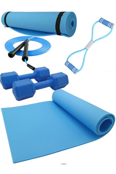 Tosima Yaza Hazır Olun 5 Parça Pilates Seti Pilates Minderi Dambıl Seti Göğüs Lastiği ve Atlama İpi