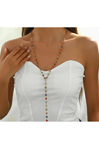 SE Jewellery Renkli Y Şekilli Şık Kadın Kolye