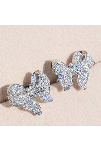 Choice E515 Huitan Romantic Bowknot Women Stud Earrings Full Paved Shiny Crys...