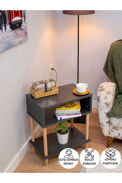 PEKA Yan Sehpa - Salon - Oturma Odası Zigon Sehpa - Antrasit