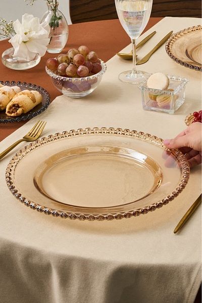 Karaca Rory Glass Plate Amber Model 32 cm Size