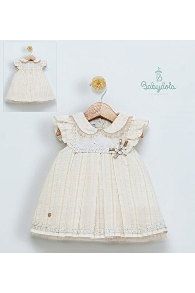 Babydola 15104 Kız Bebek Fiyonklu Düğme Detaylı Elbise