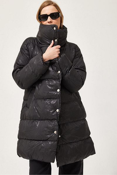 CALİENTE Palton puf oversize cu guler înalt negru