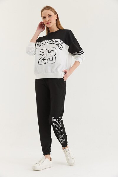 CALİENTE Double Color Tracksuit Suit Black