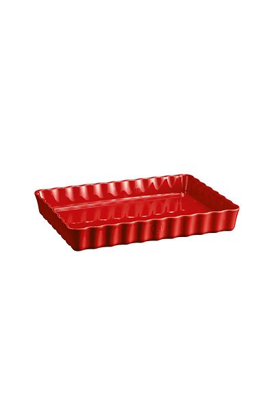 Emile Henry 33X24 cm Red/Burgundy Rectangular Tart-Bunny-Oven Pot