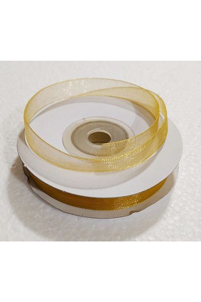 Hobigram Gold Organza Ribbon 23 Meters, Bundle Gift Decoration