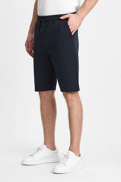 COMEOR Men's Navy Blue Regular Fit Label Detailed Side Pocket Shorts
