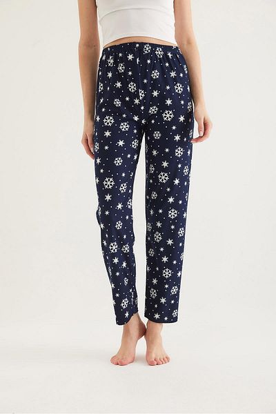 CALİENTE Pantaloni de pijama de damă cu talie elastică bleumarin