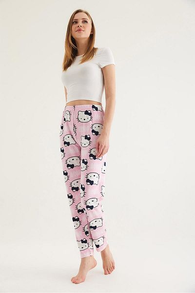 CALİENTE Pantaloni de pijama de damă cu talie elastică roz