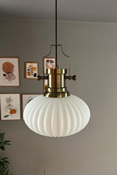 Bamyum Elegant Cam Beyaz Avize Silindir Eskitme Başlık Sarkıt Lamba Restoran Salon Aydınlatma