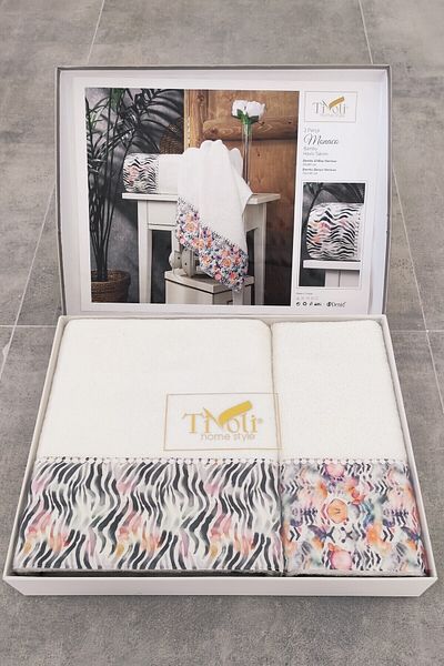Sevim Bamboo and Cotton Satin Bath Towel Set - Zebra Pattern, Super Absorbent - Tivoli & Monaco