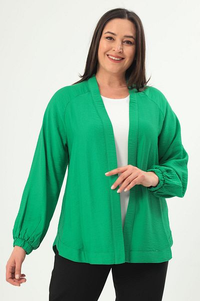 Metpoint Trend42Plus Large Size Back Stone Printed Oversize Green Jacket