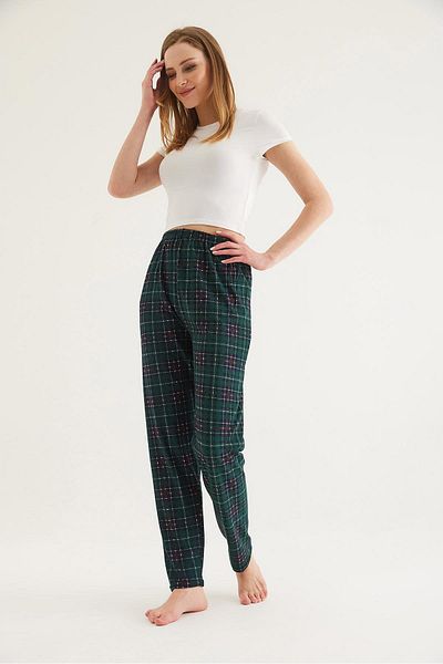 CALİENTE Pijamale de damă cu model în carouri, verde