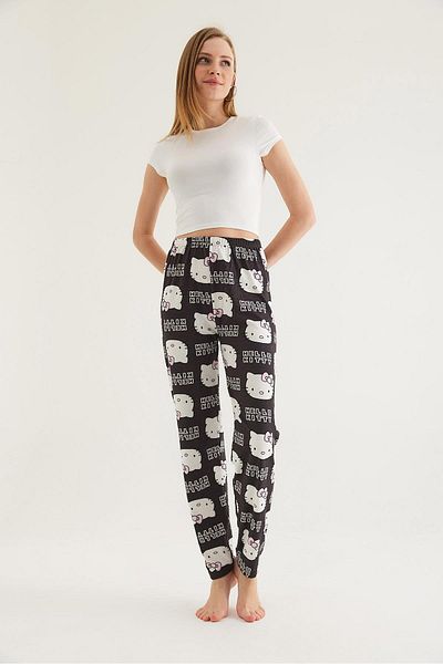 CALİENTE Pantaloni de pijama de damă cu talie elastică negri