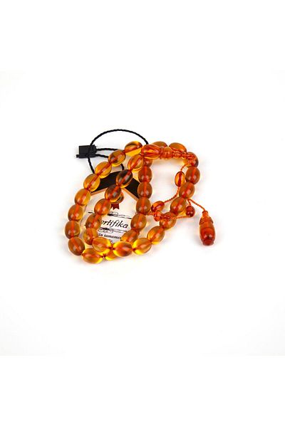 LapisDo Squeeze Amber Beyzi Cut 8X10.5Mm Rosary