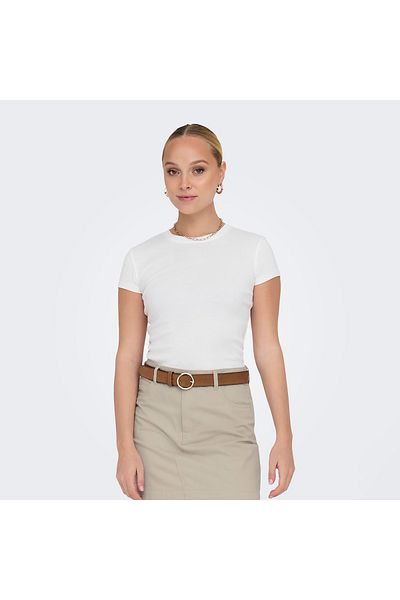 ONLY Onleli S/s O-neck Short Top Jrs Noos Bluză albă pentru femei - 15320229