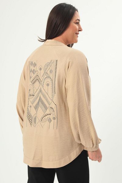Metpoint Trend42Plus Large Size Back Stone Printed Oversize Mink Jacket