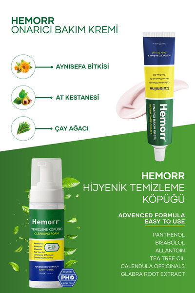 HEMORR H.emoroid Nemlendirici Set 1 Adet Onarıcı Bakım Kremi 1x Temizleme Köpüğü