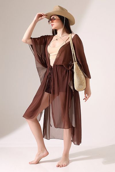 Esberin Long Tulle Pareo with Front Tie