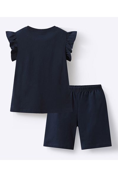 SAPS T-Shirt & Bottom Printed Set - Navy