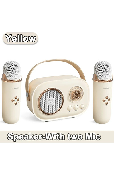 Choice مكبر صوت بلوتوث باللون الأصفر مع ميكروفون لاسلكي واحد أو اثنين يدعم بط...