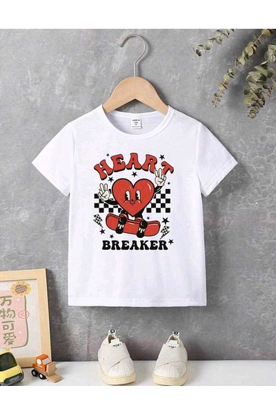 FAVORİST Tricou din bumbac cu decolteu rotund cu imprimeu mixt pentru copii