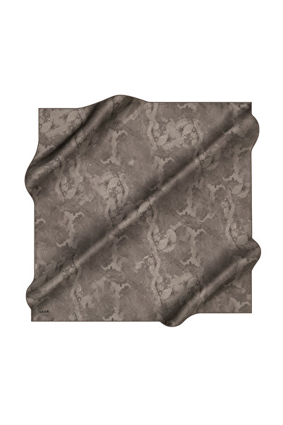 Aker Fırça Desenli İpek Krep Saten Eşarp