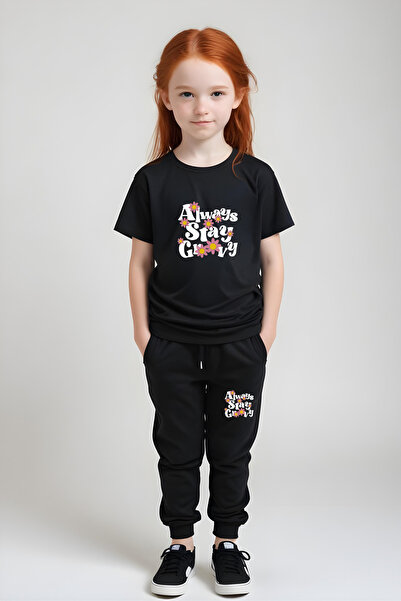 panios kids Set de top și pantaloni de trening pentru fete cu imprimeu Always Stay