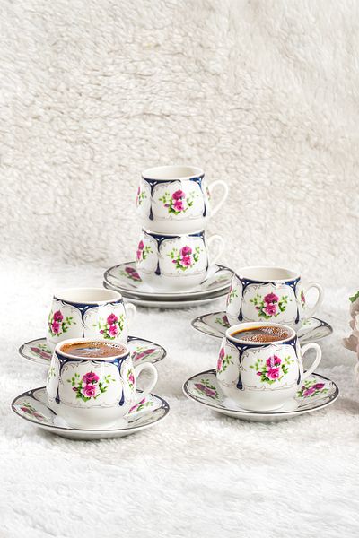 Porsima 101767   Geısha 6-Person 12-Piece Turkish Coffee Cup Set 100ml Cup Set