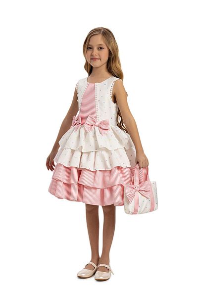 Pamina Girl's Polka Dot Layered Dress 3-7 Years Pink