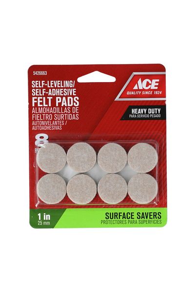 ACE 8-Piece Heavy Duty Self-Adhesive Round Felt Pads 1inch