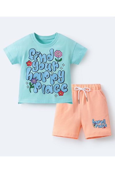 SAPS T-Shirt & Bottom Printed Set - Blue