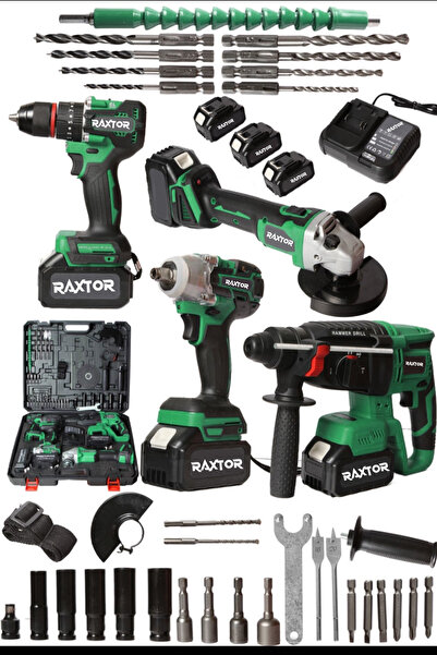 RAXTOR 4'Lü Set 36V 5AhŞarjlı Taşlama- Şarjlı Hilti-13mm Darbeli Şarjlı Matka...