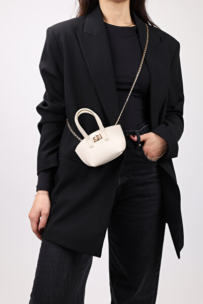 NOTHING Mini Bag with Chain - Cream Detail - Large Size Hand and Shoulder Bag