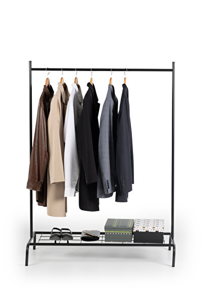 Metallica Concept Dikdörtgen Siyah Elbise Askılığı Ayaklı Askılık Konfeksiyon...