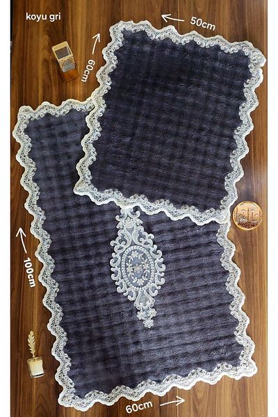 ZADA HOME διπλό χαλάκι προσαρμοσμένο Αντιολισθητική βάση Γαλλική δαντέλα Σετ Οκ Σετ 2 τεμαχίων Σετ καθίσματος τουαλέτας χαλάκι μπάνιου