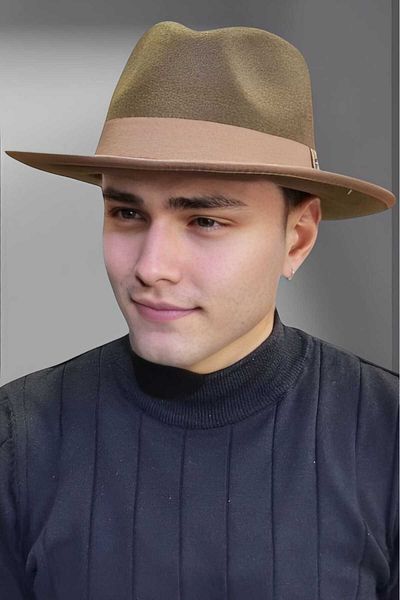 Trenderrs Мъжка панамска кашмирена шапка федора с гащеризон