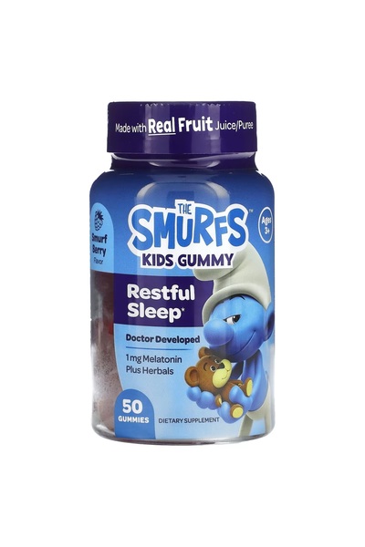 SMURFS Kids Gummy, Restful Sleep, Ages 3+, Berry, 50 Gummies