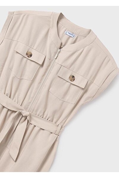MAYORAL Girl's Pocket Shorts Jumpsuit 10-14 Years Beige