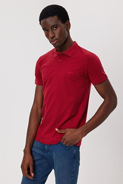 Lee Cooper Twins Men's 100% Cotton Polo Neck T-Shirt Short Red